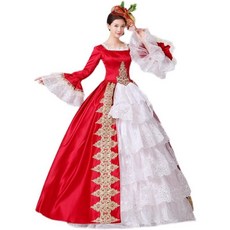 중세 드레스 뮤지컬 레트로 코스튬 의상, 레드 앤 화이트