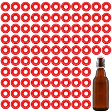 실리콘 개스킷 와셔 고압 누출 방지 씰 캡 스윙 플립 탑 보틀용 100개 - 레드 화이트 홈 브루 맥주 소다 병 밀봉용