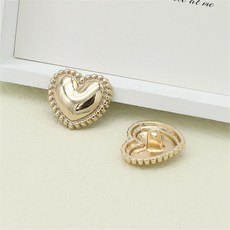 10 개 몫 간단한 단추 셔츠 금속 모양 장식 골드 바느질 스타일 심장 실버 스웨터, [00] 18mm, 10pcs Gold