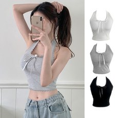 [수앤수][캡내장] 올리 홀터넥 리본 레이스 나시 (26C027)