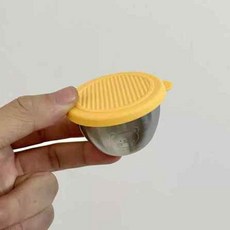 304不鏽鋼沾醬盒 附蓋醬料盒 露營調味料盒 迷你密封小菜碟, 檸檬黃, 1個