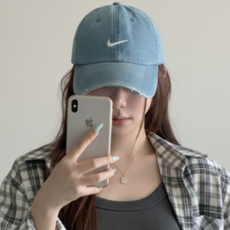 국내 백화점 나이키 스우시 볼 캡 남녀공용 연청 데님 커플 모자 DailyStars