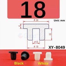 T형 삽입물 구멍이 등급 실리콘 플러그 6MM 블랭킹 엔드 수도관 고무 68 시험관, 16 18mm_02 2Pcs (White)