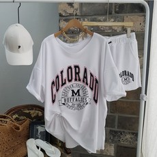 Imagination & Beyond 女款韓國製大尺碼字母印花T恤+短褲