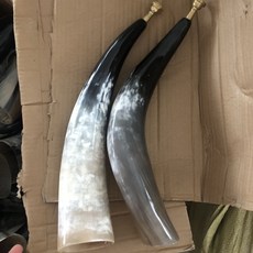 專業黑氂牛角喇叭牛角號，法師銅嘴道教法器，道士常用儀樂器，牛角吹號角道傢用品, 銅嘴超大號角彎長50到55厘米一支