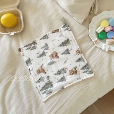 2025韓系嬰兒口水巾 純棉毛巾 寶寶小方巾 新生兒拍嗝巾 兒童手帕, 樹林熊,25*25CM-六層, 1個