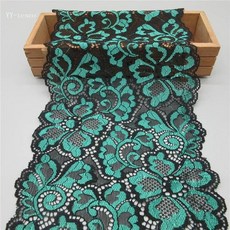 와이드 탄성 레이스 리본 자수 나이지리아 아프리카 패브릭 바느질 웨딩용 흰색 트리밍 야드, 3. Green, 1개