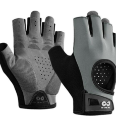 golovejoy運動透氣手套 減震防滑健身手套 重訓半指手套 男女護腕, 冰川灰, 2個