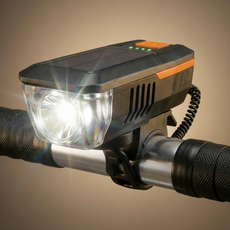 몬스터 자전거라이트 전조등 후레쉬 태양광충전 전자벨 겸용, 1개, 오렌지