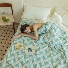 300 5000 소창이불 여름 낮잠이불 사계절이불 담요, 그리니