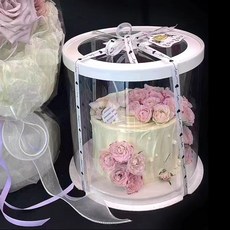 嗨購 圓形透明蓋4寸6寸8寸10寸雙層加高生日烘焙蛋糕包裝盒 (50個), 1個, 50個整件;2寸單層12*12*9