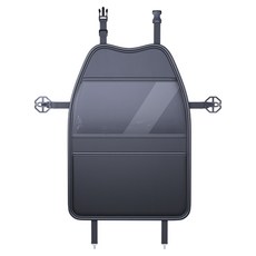 HANQI 汽車後排防踢墊皮革椅背收納袋 掛袋 車內收納 座椅後背置物袋 多功能, 3142 - 純色 - 防踢墊, 1個