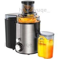 大容量自動榨汁機 110V多功能榨果汁機 不鏽鋼濾網破壁機 家用全自動果蔬原汁機 榨汁分離果汁機, 銀色110V