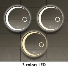 둥근 달 모양 욕실 거울 김서림 방지 블루투스 스피커 스마트 메이크업 3 색 조절 LED 조명 40 cm, 03 50cm 3 color LED