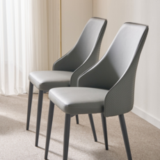 파파로그 엘메스 체어 식탁의자 인조가죽 편한 디자인 모던럭셔리 인테리어 카페 의자 바닥보호, 03. 그레이(앞)그레이(뒤), 2개