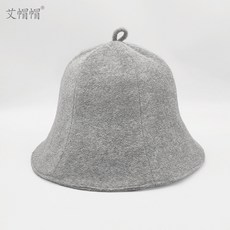 일본사우나모자 사우나 캡 스팀 샤워 헤어캡 타월, 밝은 회색