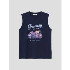 [국내정품] 에잇세컨즈 나시그래픽 오버핏 슬리브리스 네이비 205614