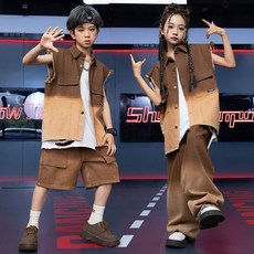 Angel兔童裝 hiphop兒童嘻哈街舞潮牌無袖馬甲寬鬆練功服套裝