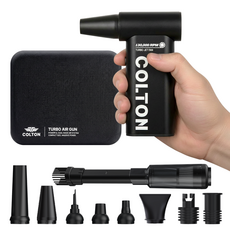 콜튼 초강력 무선 에어건 휴대용 미니 차량용 먼지제거 청소기, 블랙