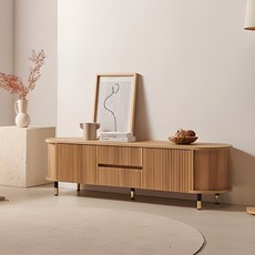 파로마 클래시 템바보드 서랍도어 TV 거실장 1600 방문설치, 오크