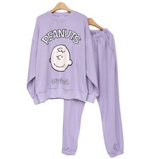 Mint Winnie女款Peanuts Charlie套裝Peanuts運動衫慢跑褲 休閒運動服寬鬆版型大尺寸