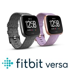 Fitbit Versa 智能運動手錶, 玫瑰金框紫編織錶帶