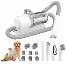 多功能寵物剃梳吸一體機 7合1寵物吸塵器 邊剃邊吸修毛器 低噪音大吸力 適用貓狗, 1個, 寵物剃梳吸一體機（灰色）超商限1, 灰色