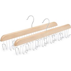 아마존 베이직 나무 벨트 걸이 옷장 정리함 다기능 부드러운 마감 자연스러운 2팩, 1_15.63 inches x 6.1