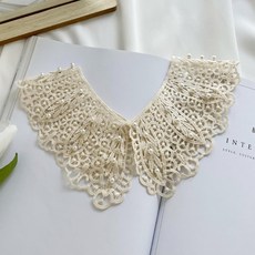 류룡 여성 진주 단추 케이프 레이스 페이크카라