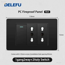 DELEFU 검정색 알루미늄 와이어 이탈리아 USB TypeC 고속 충전 벽 소켓 Schuko Tuya Wifi 스마트 스위치 Sa, 01 Aluminium Black, 11 1gang 2Italy