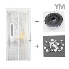 YM 줄무늬 문 모기장 100X210CM 화이트 현관방충망자석 출입문자석방충망 현관방충문, YM 줄무늬 문 모기장 100X210CM 화이트 현관방