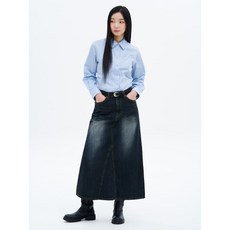에잇세컨즈 여성 롱스커트 355127LPEP 플레어 데님스커트 틴워싱