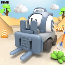 DFMEI 兒童按壓慣性回力工程車滑行男孩挖掘機挖土汽車模型玩具, 1個, 工程車-叉車:如圖