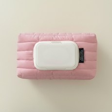 라이브모어 패브릭 스트라이프 물티슈 파우치 보관함, 핑크, 1개