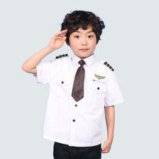 어린이 아동 파일럿복 파일럿의상 항공사 기장복 조종사 항공 승무원 아동용 직업 역할놀이 의상 화이트