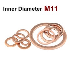 구리 플랫 와셔 씰링 11MM 가스켓 시트 레드 얇은 T3 내경 M11, 09 11x18x0.2  (100pcs)