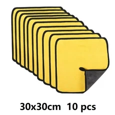 세차 타월 청소 천 흡수성 건조 천 범용 마이크로 화이버 타월 두꺼운 노란색 30/40/60cm 1-10 개, 01 10pcs-1