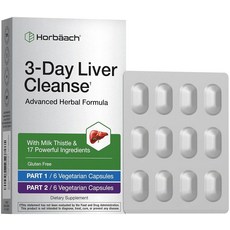 Horbäach 3일 클렌징 | 12캡슐 밀크 씨슬 포함 고급 허브 포뮬라 채식주의자 GMO 프리 글루텐 프리 보충제 238208, 1개