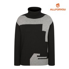 [올포유] 여성 자가드 컬러 블록 터틀넥 니트 ALSHLA141-199_G