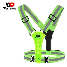 LED 반사 조끼 조정 가능한 USB 충전식 3 조명 모드 사이클링 오토바이 남성 여성 주자를위한 야간 러닝