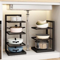 주방 선반 싱크대 하부장 접시 냄비 수납 정리대 3단mi-3+1kMa