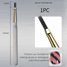 프로페셔널 프렌치 네일 아트 브러쉬 세트 반달 모양 UV 젤 아크릴 페인팅 DIY 매니큐어 도구 1/2개, 07 Checker Brush 1PC