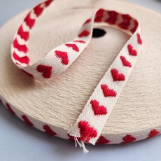 빨간 하트 자수 리본 테이프 1롤 50마 45M 대용량 선물포장 DIY, 1개, 빨간하트