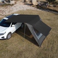 탑 랜더 대형 렉타 캠핑 차박 타프 사이드월 타프와 통풍창 포함 방수 자외선 차단 다양한 환경에 적합, 블랙, 실버 코팅 타프, 타프 세트