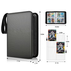 興旺 400張 4格卡片收納冊, 1個, 卡冊草蓆紋黑色4格50頁400卡位
