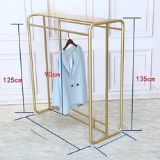 튼튼한 행거 양면 철재 옷걸이 바퀴 거치대 드레스룸 조립식 진열대 옷장 이동식 업소용, 100/50/135 골드