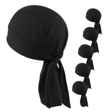 OutdoorEssentials 쿨링 헬멧 라이너 - 남성용 오토바이 헤드랩 Do Rag 반다나 스컬 캡 바이커, 6 블랙