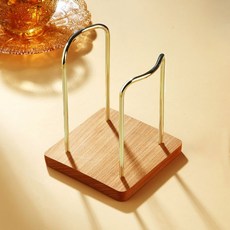 實木鐵藝紙杯架 桌面收納置物架, 1個, 金色-10cm方形櫸木紙杯架