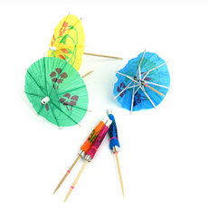 클위몰 칵테일장식우산 데코용우산이쑤시개 40P 칵테일우산장식, 노랑 분홍 주황 파랑 그린