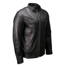Milwaukee Leather SFM1866 남성용 클래식 블랙 모토 가죽 재킷 앞면 지퍼 - 미디엄, X-Large